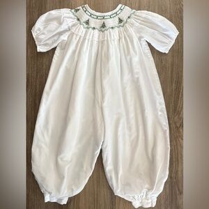 Hand Smocked Christmas Holiday Romper-size 5